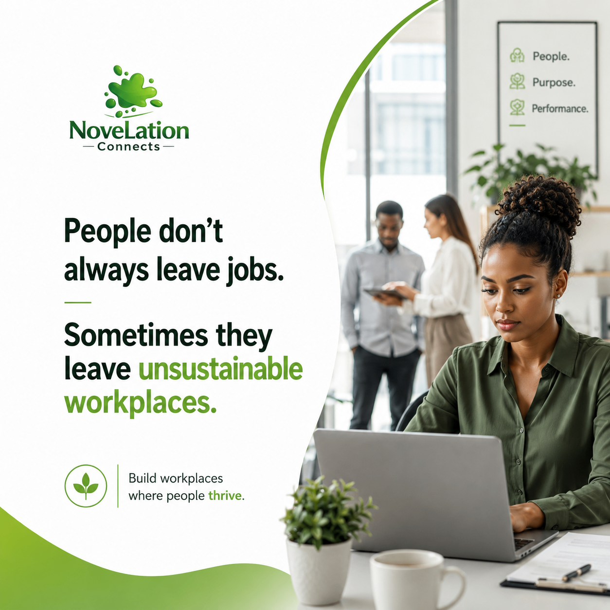 Novelation Connects workplace culture artwork about sustainable workplaces and thriving teams