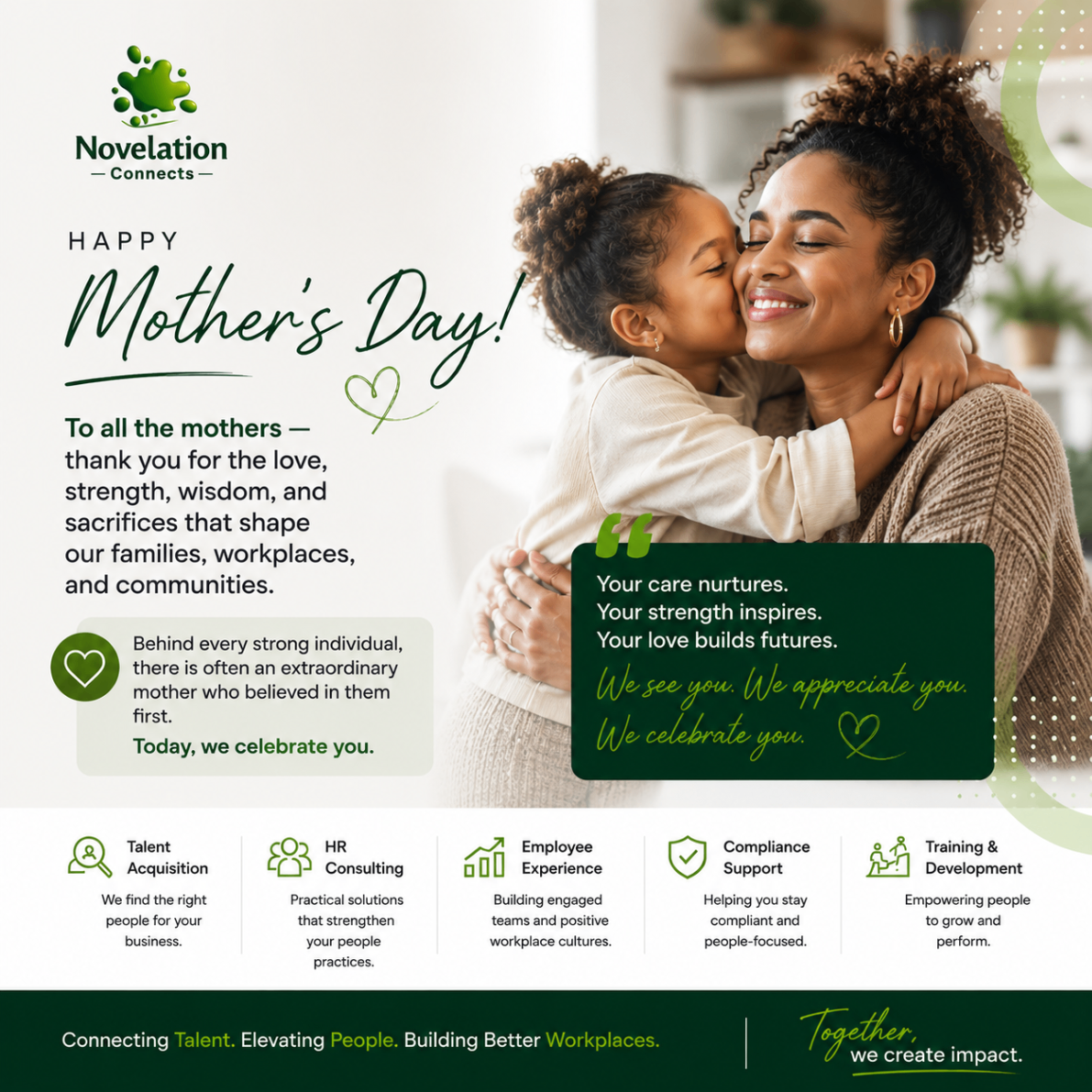Novelation Connects Mother's Day artwork celebrating mothers and workplace care